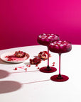 All The Feels Pink coupe glass, shallow bowl on a slender stem