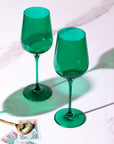 Emerald Green wine glass, deep green lead-free crystalline