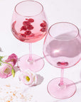 Peonies Pink goblet, soft pink lead-free crystalline