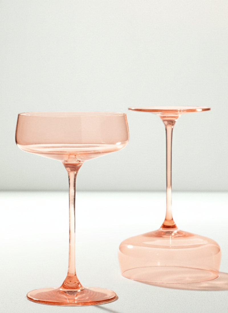 Couple glass for cocktails and desserts in blush color