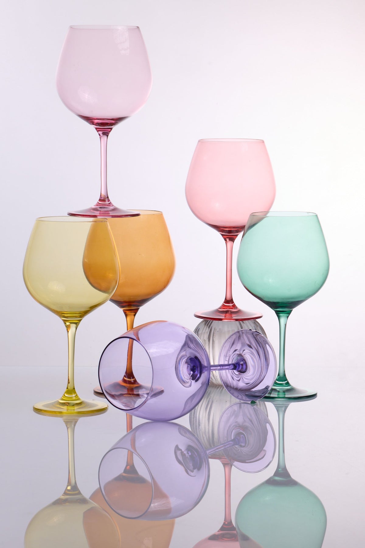 Six pastel goblets, one in each Rayt colour