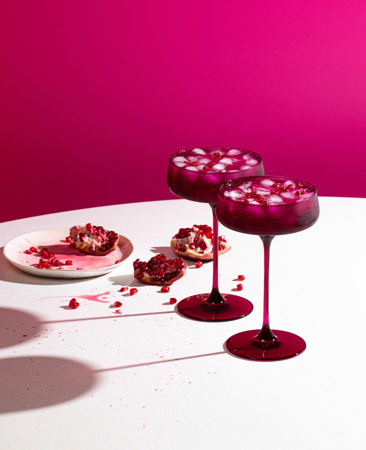 All The Feels Pink coupe glass, shallow bowl on a slender stem