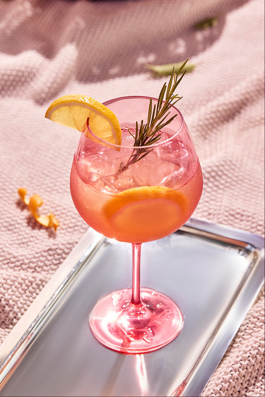 Blush goblet, peach coloured glass for gifting