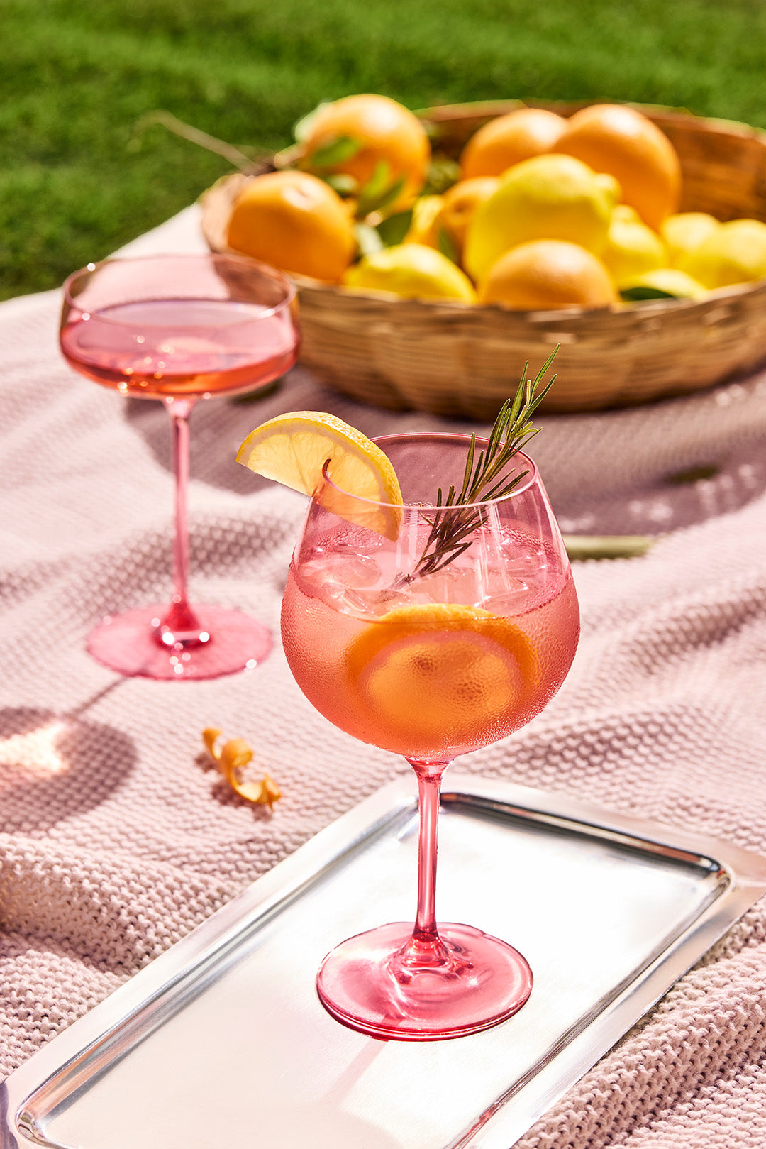 Blush goblet set in soft pink coloured glass for gifting