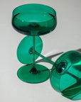 Emerald Green coupe glass, deep green coloured glass