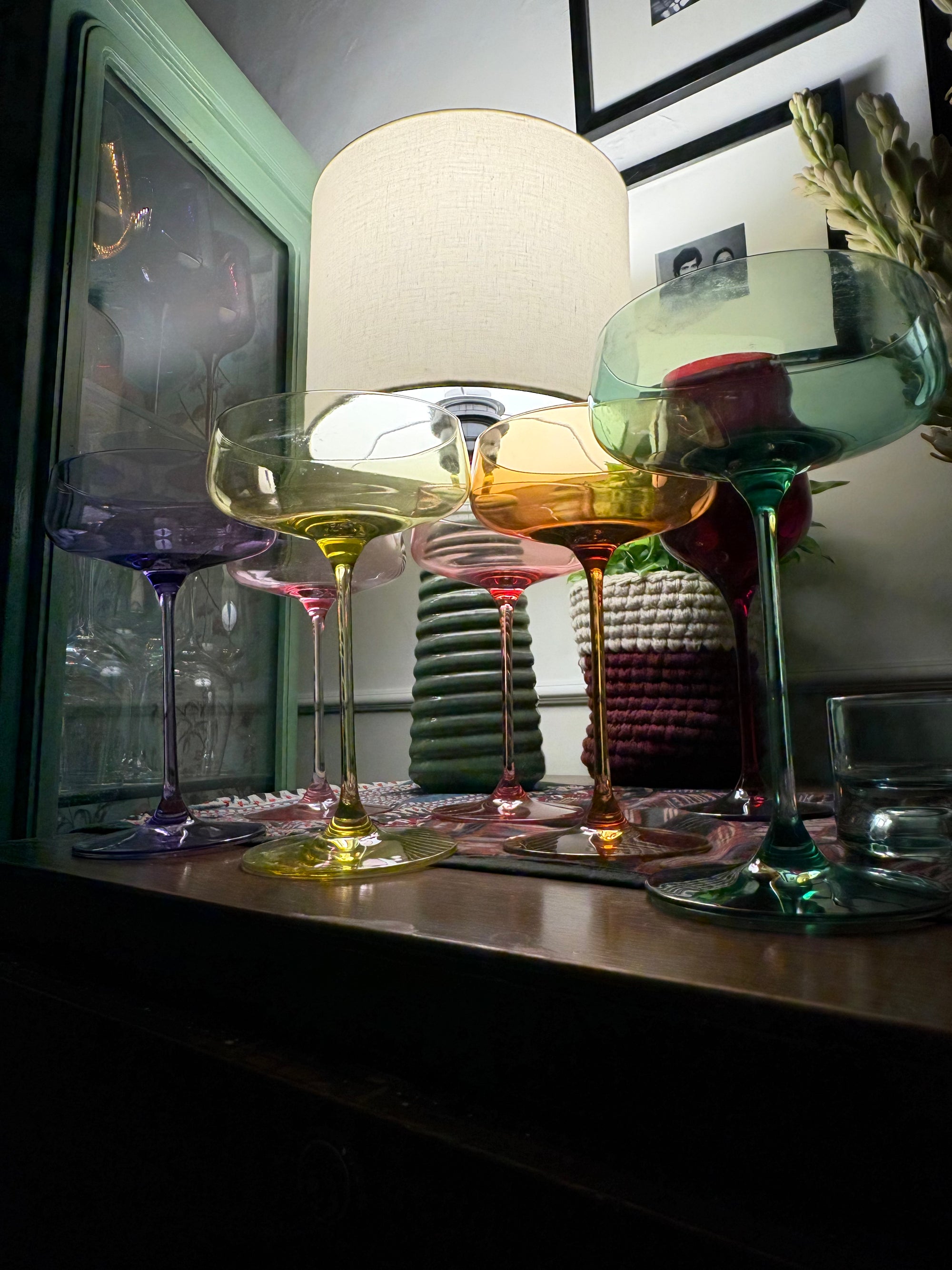 Pastel coupe glasses in six Rayt colours
