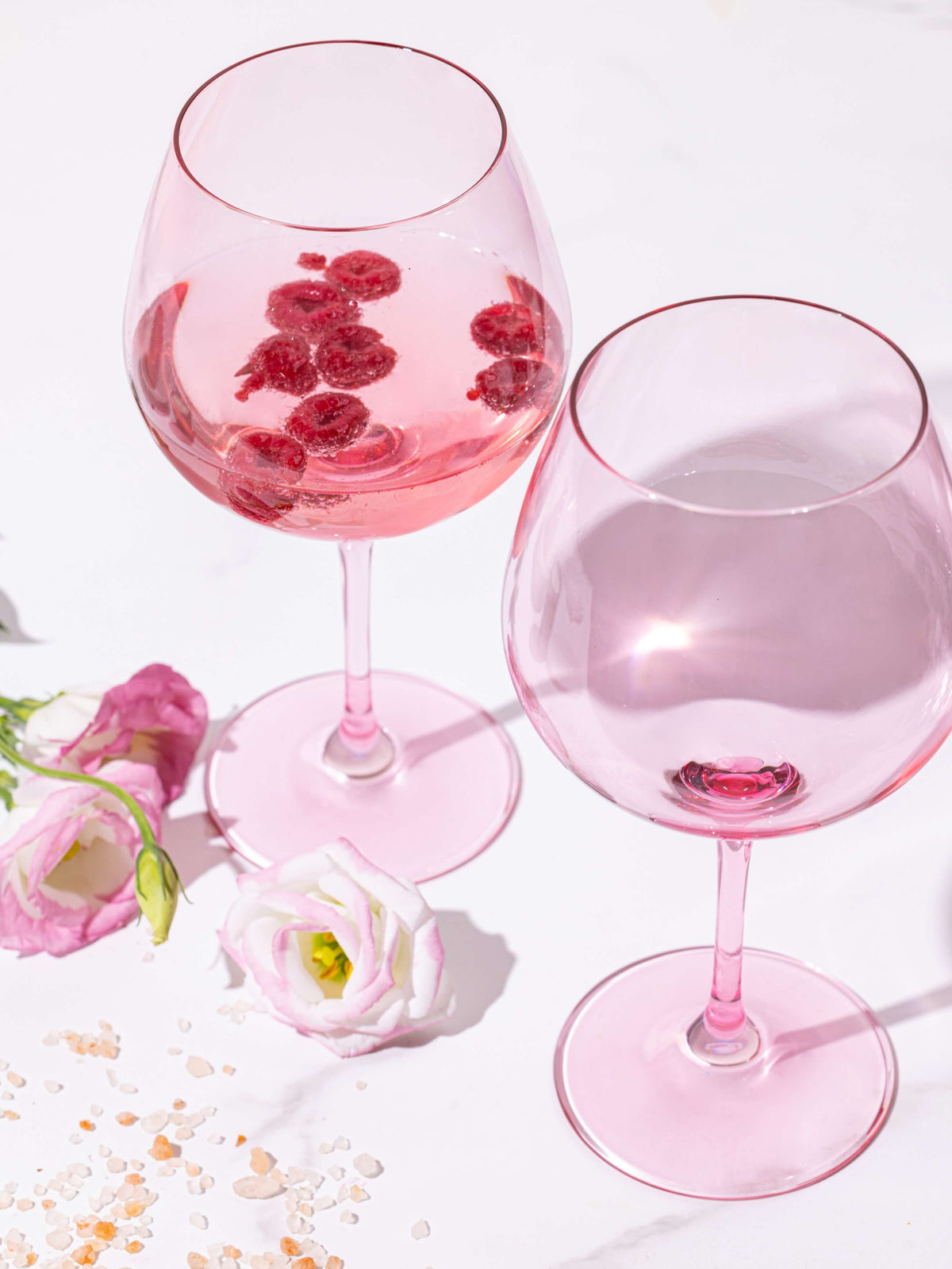 Peonies Pink goblet, soft pink lead-free crystalline