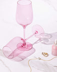 Peonies Pink wine glass, soft pink lead-free crystalline