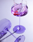 Serendipity Lilac coupe glass, shallow bowl on a slender stem
