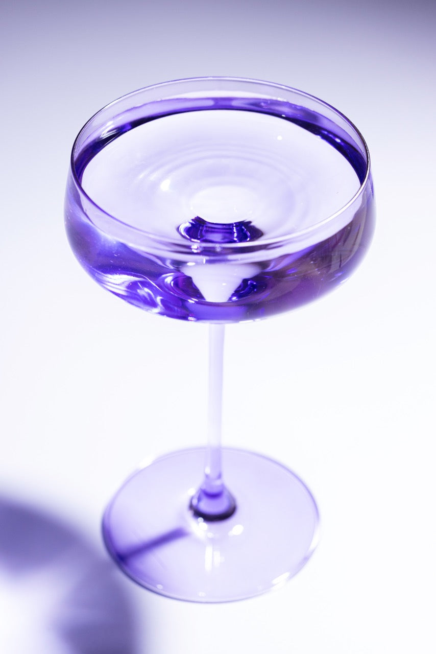 Serendipity Lilac coupe glasses, lead-free crystalline by Rayt