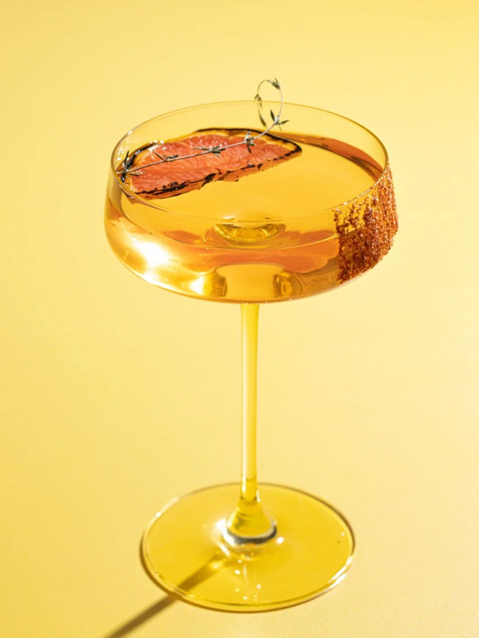 Summer Yellow coloured coupe glass by Rayt